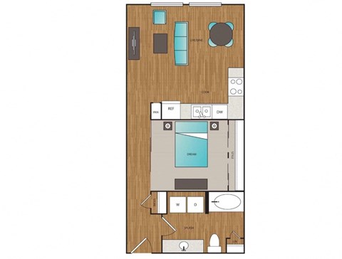 Main Street Flats 1x1 B + F Floor Plan